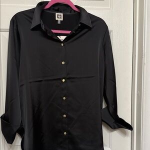Anne Klein Black Shirt with Gold Accents